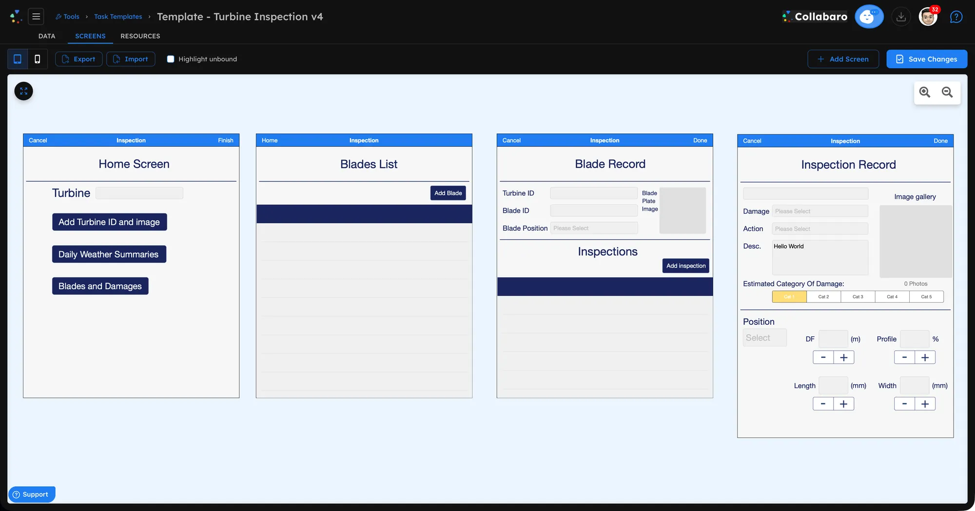 WYSIWYG-Editor des Aufgaben-Designers in Collabaro Desk — Dunkelmodus
