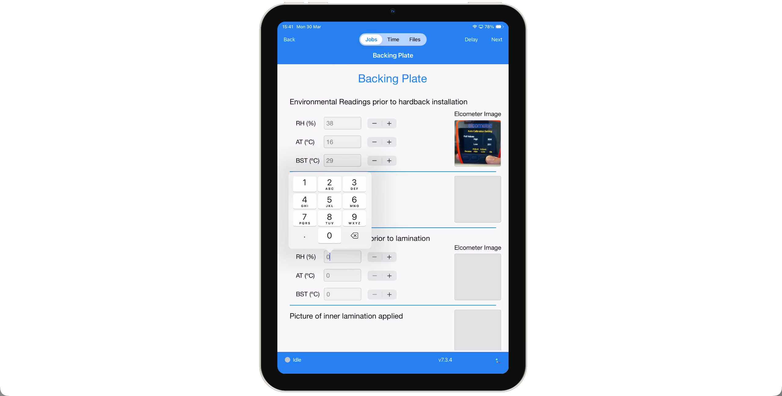 Collabaro Field app showing step-by-step checklist completion with mandatory photo evidence capture and digital sign-off