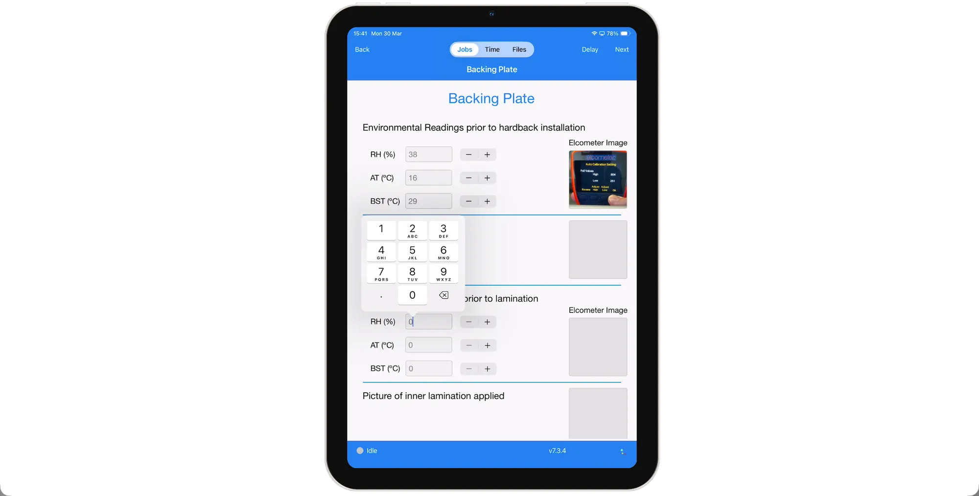Collabaro Field App zeigt die schrittweise Abarbeitung einer Checkliste mit verpflichtender Fotoevidenz und digitaler Freigabe